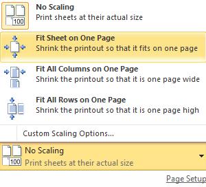 Another method of apply scaling is available under Page Setup in the Page tab.