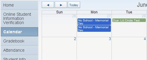 the screen with Upcoming Events or from the Easy Access Toolbar tab labeled Calendar.