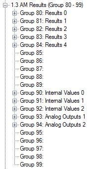Group 80 up to 99 are result variables of