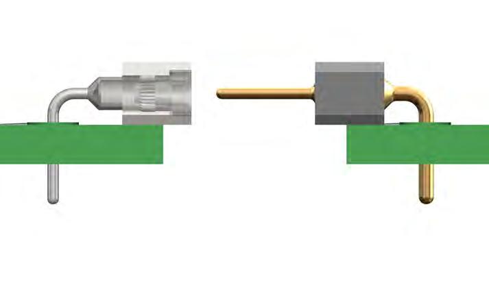 The through-hole products offered for co-planar board-to-board interconnects include connectors on.050,.070, 2 mm &.100 grids (Fig. 4).