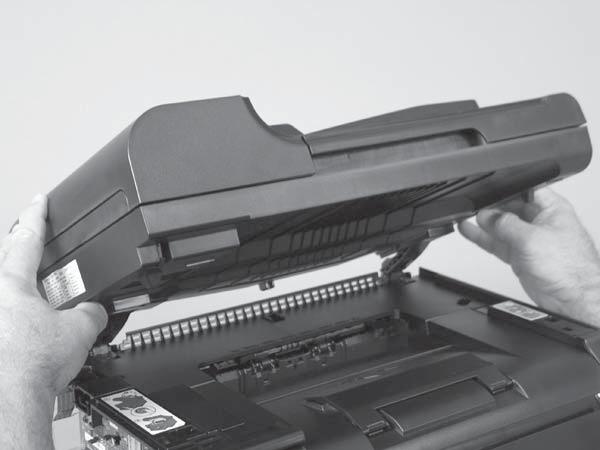 4. Lift and rotate the scanner assembly up and away from the hinges.
