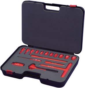 Tool cases 1000 V Tool case 1000 V made of plastic, complete with 3/8 tools.