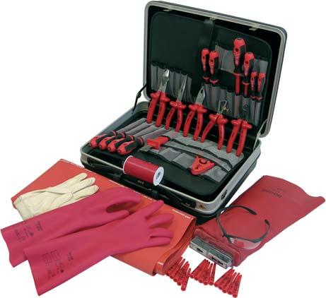 Tool cases 1000 V Tool case Power Pack rigid case, signal red, with Alu frame and 2 locks, 3 plates with many compartements for tools, case 22 00 76 (460 x 180 x 310 mm).