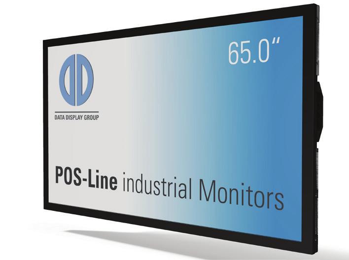 Data Display Group POS-Line monitor 64.53 inch - March 2017 Page 2 Displays in the POS-Line large series are available in screen diagonal sizes 31.5, 42, 46, 54.6 and 64.5. These models are extensively configurable, and there is a variety of controller types to choose from.