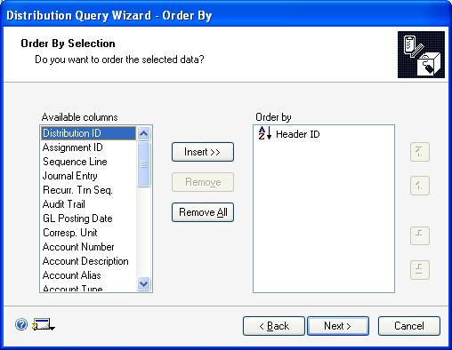 PART 3 ROUTINES, INQUIRIES AND REPORTS To set the order of data for a distribution query: 1.