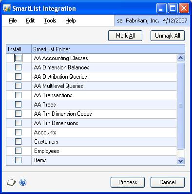 CHAPTER 1 SETUP To set up SmartList integration: 1. Open the SmartList Integration window.