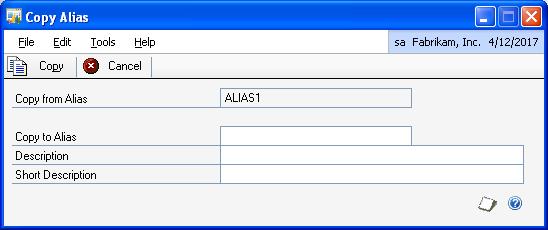 PART 1 SETUP 5. Choose Save to save the alias you have set up. 6. Choose Clear to clear the values, or Delete to delete the alias displayed in the window. 7.