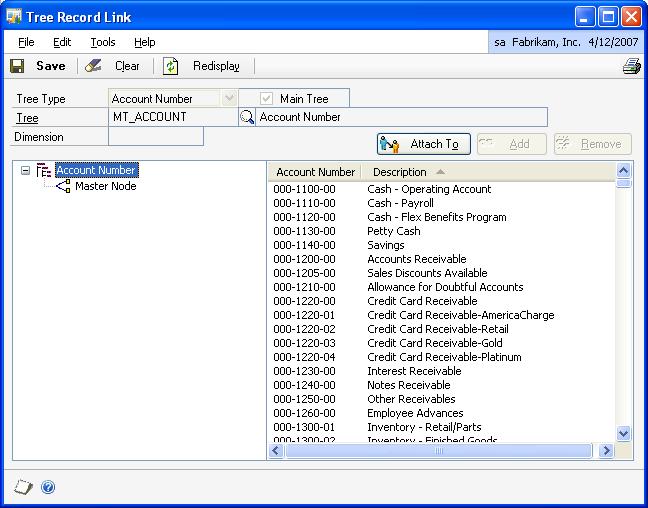 PART 1 SETUP To link master records to an existing tree structure: 1. Open the Tree Record Link window.