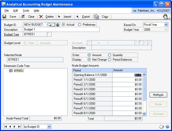 CHAPTER 3 BUDGETS When you remove codes from a budget tree ID, the amounts and the accounts that were assigned to those codes in the Analytical Accounting Budget Maintenance window will also be