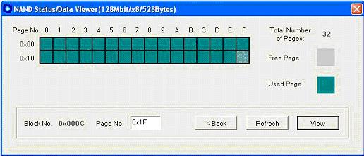 NAND Flash Viewer Note: If a block is locked, the block status displays a lock icon. Total number of blocks The total number of blocks is listed in the top, right corner of the Block Status window.