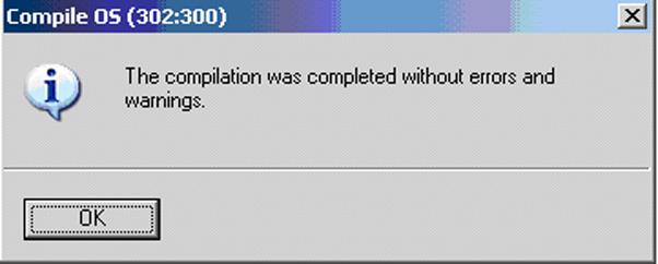 reset) 4 When compiling has been completed, the following information appears