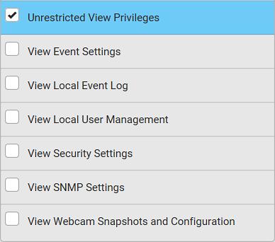 Appendix E: LDAP Configuration Illustration c. In the Privileges list, select Unrestricted View Privileges, which includes all View permissions.