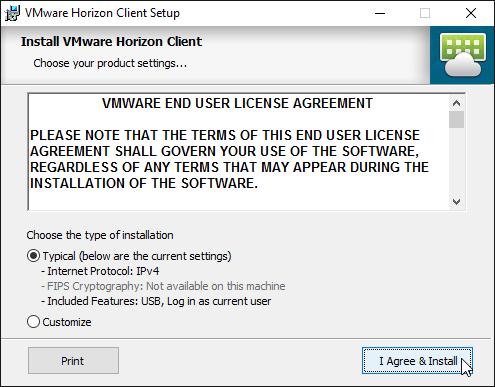 8. Select Typical and click I Agree & Install (this may say I Agree and Upgrade if you have an older version of the client already installed.) 9.