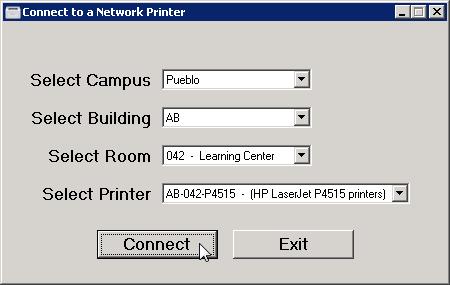 4. To connect to a network printer in a PCC classroom or lab: a. Double-click the Map Printer icon on the desktop b.