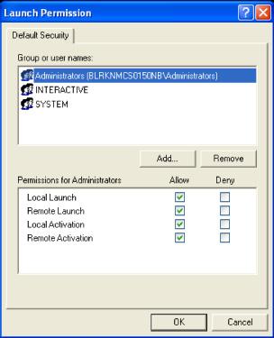 Data exchange via OPC 5.3 Data access with OPC (DA) 13.Under "Launch and Activation Permissions", click the "Edit Default" button to open the "Launch Permission" window.