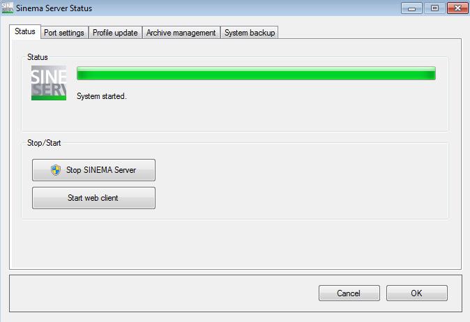Installing, setting up and calling SINEMA Server 2.3 Configuring and starting SINEMA Server 2.3.1.