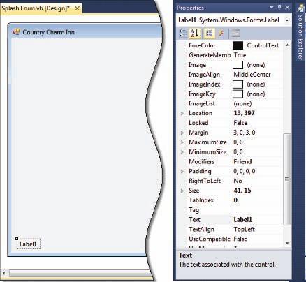 The Label Tool Label object s name location of the Label class class name 33 Text property value Figure 1-17 Label control added to the form Recall from Lesson A that a default value is assigned to
