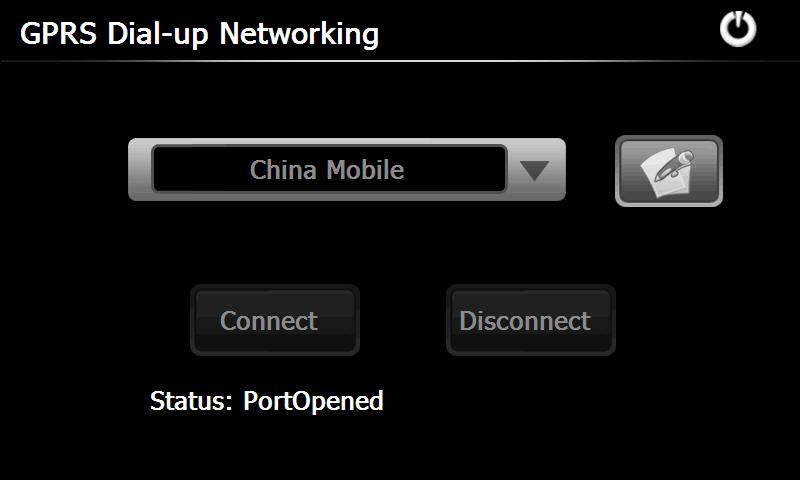 Tap to prompt the GPRS Dial-Up Networking interface as shown