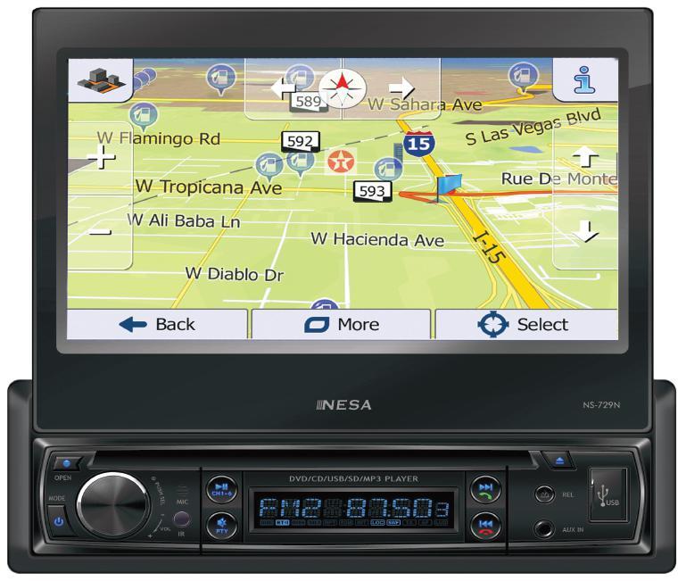 MULTIMEDIA SINGLE DIN SOURCE UNITS NS-729N -Includes igo Powered GPS Navigation + Android PhoneLink + Standard Features NS-727B - Standard Features NS-729N features GPS turnby-turn navigation for all