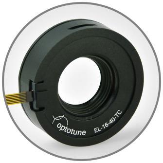 Electrically tunable large aperture lens EL-16-4-TC By applying an electric current to this shape changing polymer lens, its optical power is controlled within milliseconds over a diopter range of -