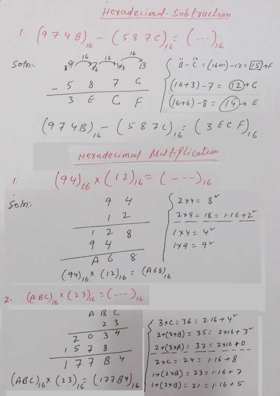 4.2 Hexadecimal Subtraction