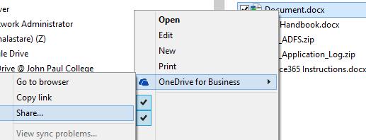 Save to OneDrive for Business from Office 2013 After you have opened a document from Office 365, in a Microsoft Office 2013 program once (example - Microsoft Word 2013), you should see a new option