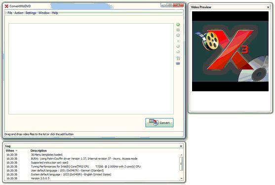 View of all ConvertXtoDVD windows detached. Resize window The double arrow cursor (boxed in green) appears when you place your mouse between two touching windows.