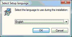 Installation of program Previous Top Next The first step during the installation process is to select the language you want to use during this process: The setup wizard announces