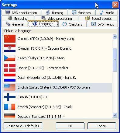 Language Here you select your language to be shown in ConvertXtoDVD windows, which is loaded at the Previous Top Next start of the application Allows you to select the language you want ConvertXtoDVD