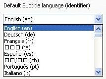 Default Subtitle language (identifier) This is the setting for the default language identifier which is assumed for all added subtitle files.