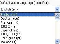 Default audio language (identifier) This is the setting for the default language identifier which is assumed for all added audio files.