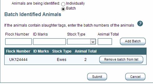 to delete. When all animals have been added and you are happy with the treatment, click the Finished button to submit the treatment procedure request.