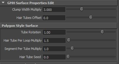 4.1 SURFACE EDIT TAB GMH Surface Edit Edit override settings of each GMH Surface Reset -Reset all GMH Surface attributes to default values Rotate -Rotate hair direction of selected GMH Surfaces.
