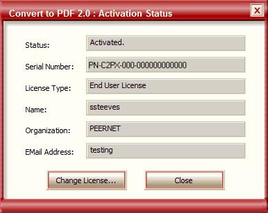 Viewing Your Activation Status To view your activation status, launch the Activation Wizard by going to All Programs Convert to PDF 3.0 License... from the Windows Start menu.