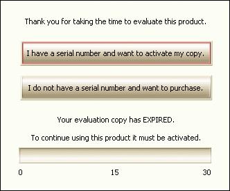 If your trial period has expired... If your trial period has expired, you can only activate the product with your purchased serial number or go to our online store to purchase the product.