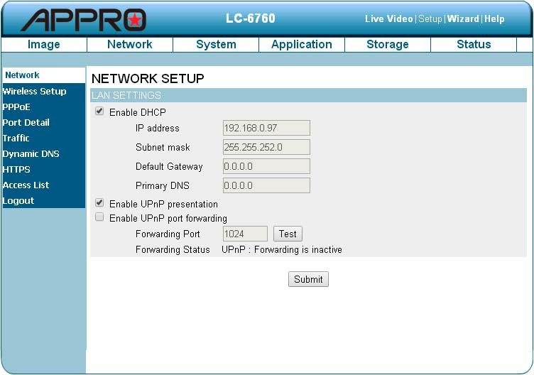 5.1.3.3 Change the Network Setting Please follow the steps below to change the network setting through the network as necessary. Set the network options and IP address. 1.