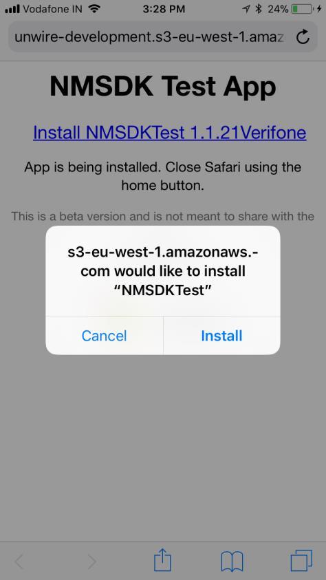 3. For installation, tap Install and then press Home button on your device.