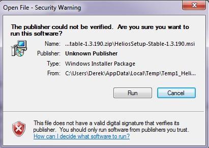 Accept the security warning if it appears, i.e. click on Run (Figure 8). Figure 8.