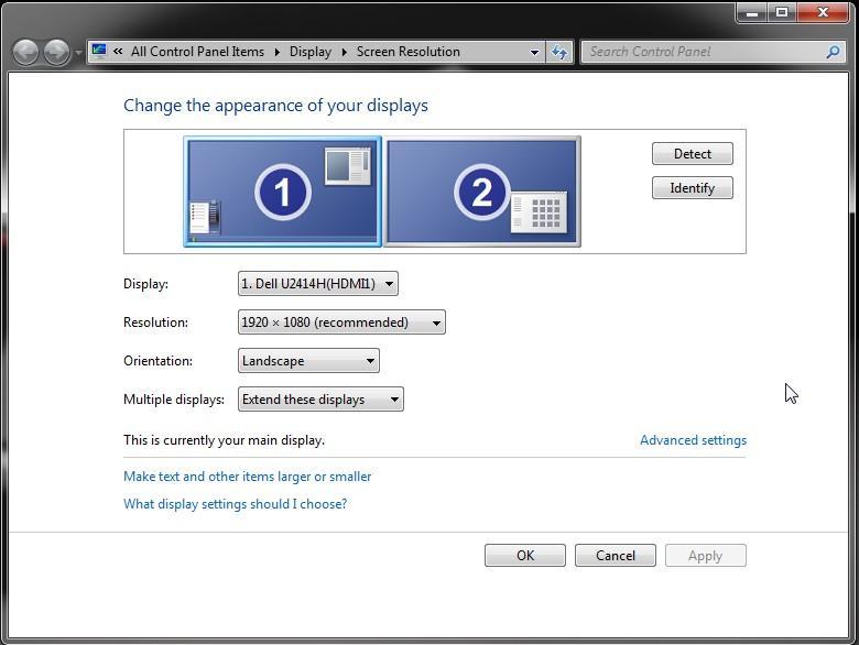 2 First Steps 2.1 Basic Monitor Configuration The first step to take is to re-arrange the monitor configuration in Windows.