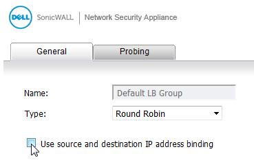 Source/Destination IP Address Binding for Round Robin/Spillover Load Balancing When configuring a load balancing group from the Network > Failover & LB page, the Use source and destination IP address