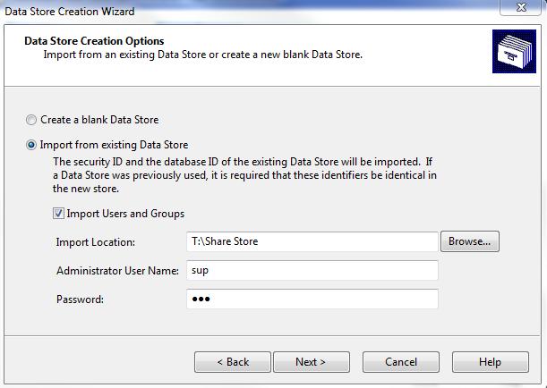 7. Data Store Options: a.
