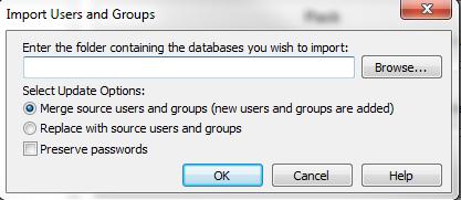 4. Type in or click Browse to navigate to the folder containing the user/group database you would like to import 5.