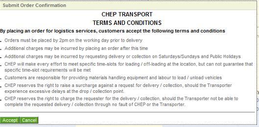 3.1 Enter an order, continued Step Action 12 Review transport Terms and Conditions