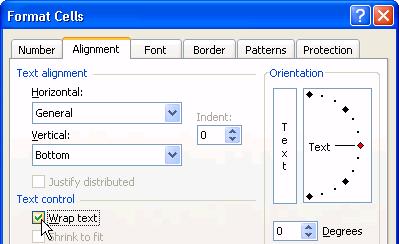 3 Click the Alignment tab, and the check the Wrap Text box. Click OK. Figure H 4 Expand the columns to adjust width.