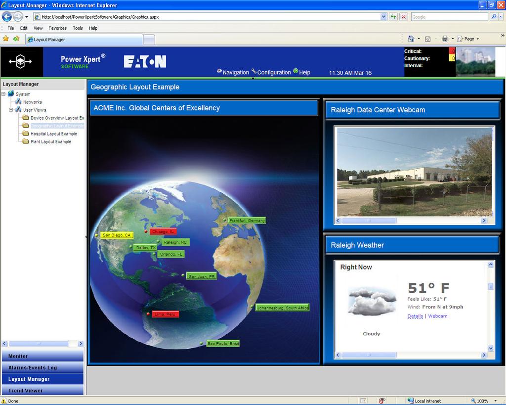 Power Xpert Built in User View Templates - Geographical Layout