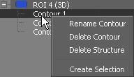 Complex tools and applications View window Editing structures Use the structures list on this tool card to select ROIs or contours for editing.