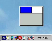 The touch panel system starts with the computer booting, and a mouse icon shows in the taskbar.