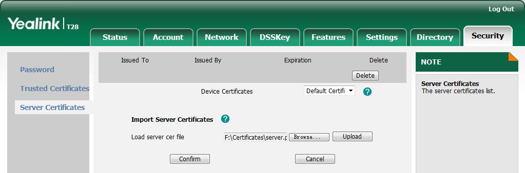 The following shows an example of failover configurations for account 1 in the <y0000000000xx.cfg> configuration file: trusted_certificates.url = http://192.168.1.20/tc.crt security.