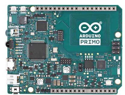 ARDUINO PRIMO Code: A000135 Primo combines the processing power from the Nordic nrf52 processor, an Espressif ESP8266 for WiFi, as well as several onboard sensors