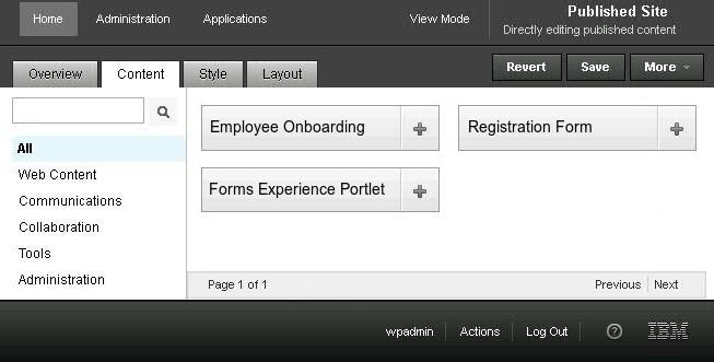 Integration with WebSphere Portal Add one or more FEB application to a WebSphere Portal page Pre-configure instances of specific FEB applications for Portal Page Builder FEB appps and Charts can also